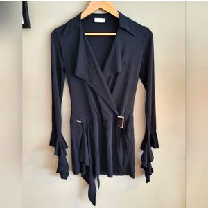 Black wrap tunic, size Medium